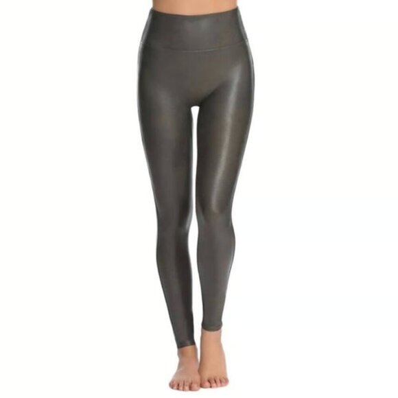 SPANX Faux Leather Leggings in Gunmetal Grey, size M - Picture 1 of 10